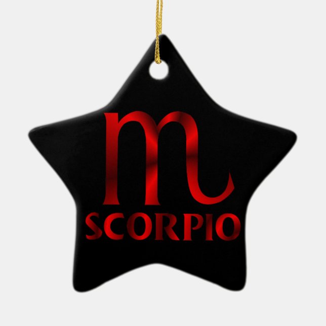 Rött Scorpiohoroskopsymbol Julgransprydnad Keramik (Framsidan)