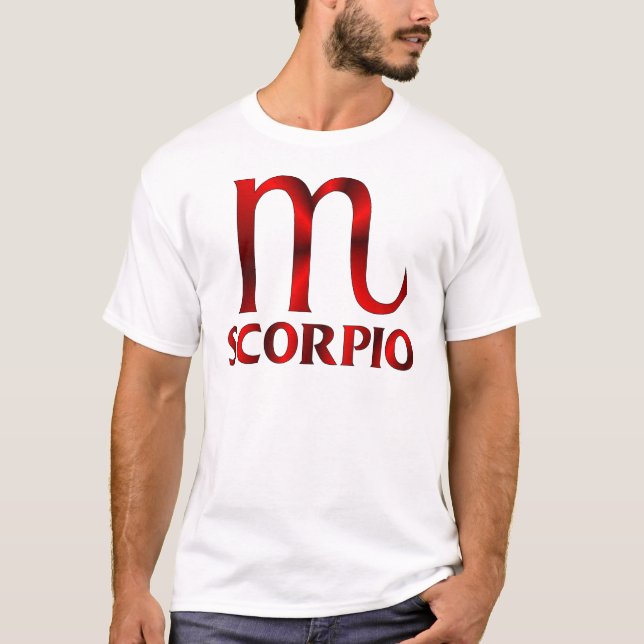Rött Scorpiohoroskopsymbol T Shirt (Framsida)