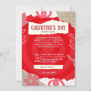 Rött Scrapbook Galentine's Dag Fest Kort