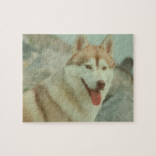 Rött siberian huskyhundpussel pussel