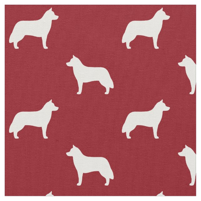 Rött siberian huskySilhouettesmönster Tyg (Närbild)