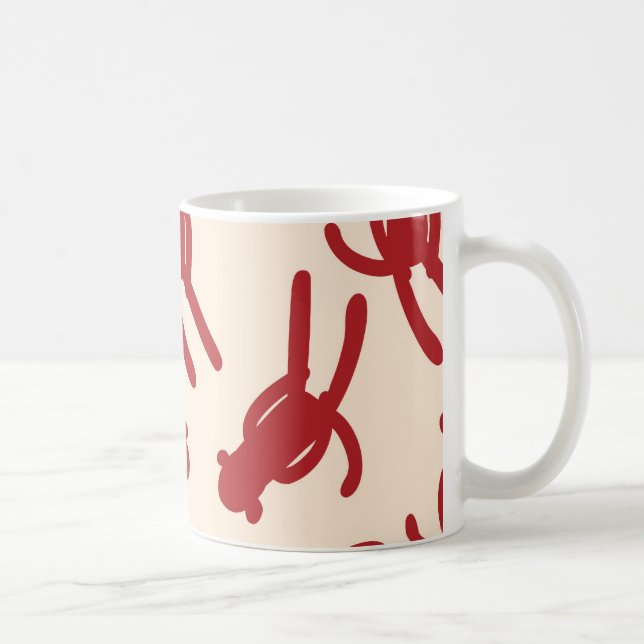 Rött Silhouettesock monkeytryck Kaffemugg (Höger)