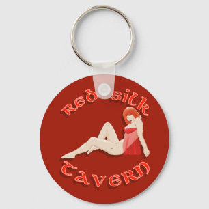 Rött silke Keychain Nyckelring