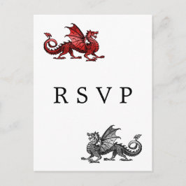 Rött Silver Dragon Bröllop OSA vykort