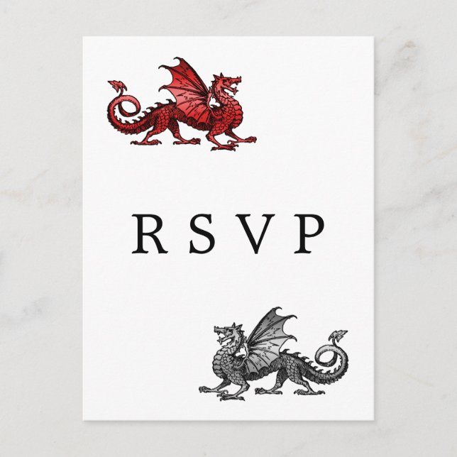 Rött Silver Dragon Bröllop OSA vykort (Framsida)