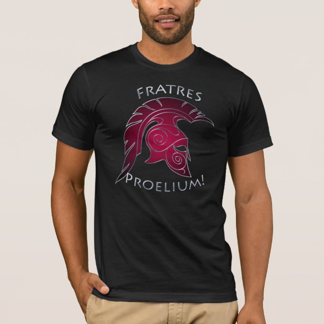 Rött silver för spartansk krigare för strid Trojan Tee Shirt (Framsida)