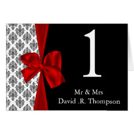 Rött sittplatskort bord OBS kort