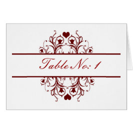 Rött sittplatskort bord OBS kort