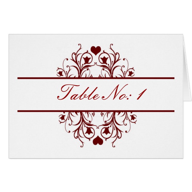 Rött sittplatskort bord OBS kort (Framsidan Horizontal)