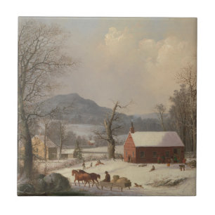 Rött skola huset (landplatsen) 1858 kakelplatta
