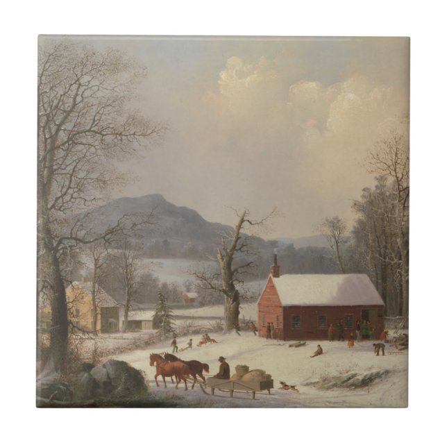 Rött skola huset (landplatsen) 1858 kakelplatta (Framsidan)