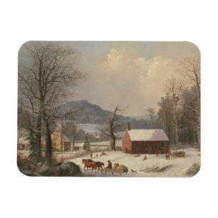 Rött skola huset (landplatsen) 1858 magnet