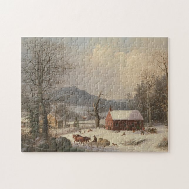 Rött skola huset (landplatsen) 1858 pussel (Horisontell)