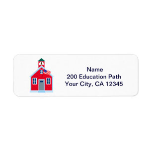 Rött skola huset returadress etikett