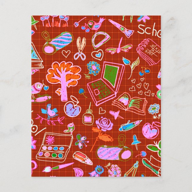 Rött skoltema scrapbook bakgrundspapper (Framsida)