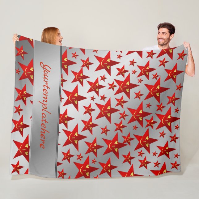 rött, skrattande, lycklig, stjärnor, regnbåge, fär fleecefilt (På plats)