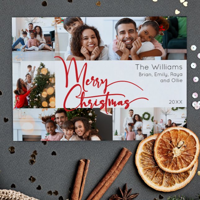 Rött skript, God jul år i bild 6-foto Julkort (Skapare uppladdad)