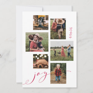Rött skript Joy Multi-Photo-Helgdag Card Julkort