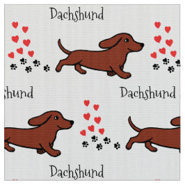 Rött släta tassar och hjärtor för tax rinnande tyg