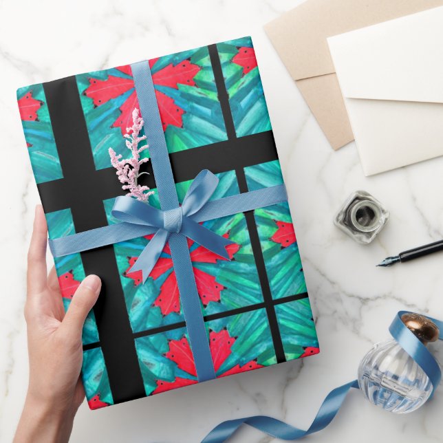 Rött snöflingspapper presentpapper (Gifting)