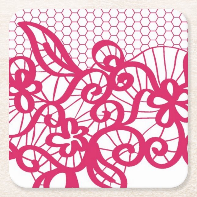 Rött snöre underlägg papper kvadrat (Framsidan)