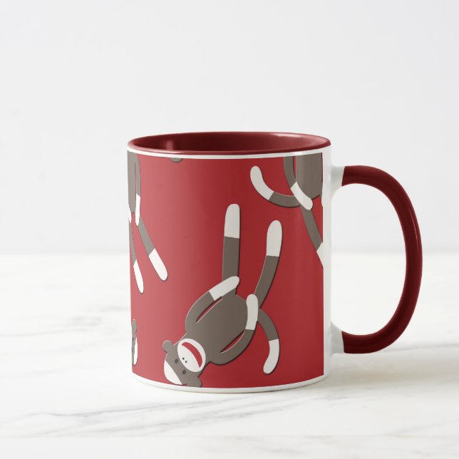 Rött sock monkeytryck mugg (Höger)