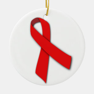 Rött solidaritetband av folk som bor med AIDS Julgransprydnad Keramik