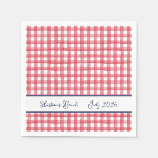 Rött sommar-gingham, rutigt 4 juli pappersservett