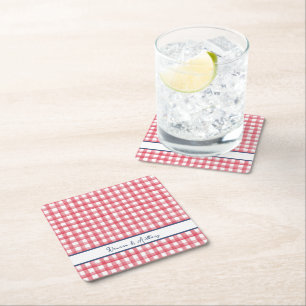 Rött sommar-gingham, rutigt 4 juli underlägg papper kvadrat