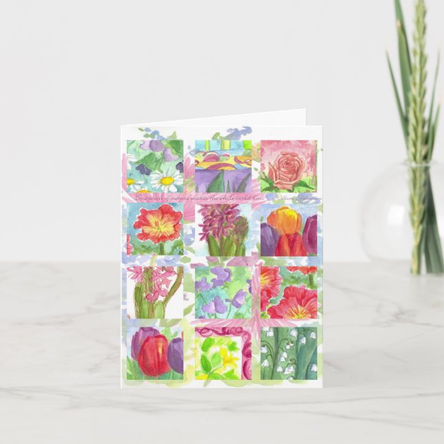 Rött sommarblomningskort kort (Framsida)