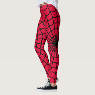 Rött spindelnätsmönster leggings