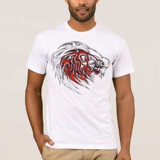 Rött stam- lejont huvud tee shirt