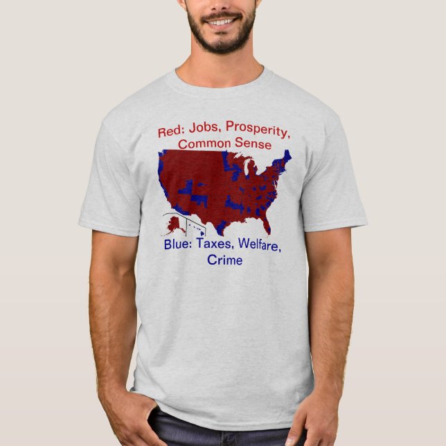 Rött statligt, statlig blått tee shirt (Framsida)