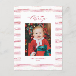 Rött strimlat så mycket merry Foto-julvykort Vykort