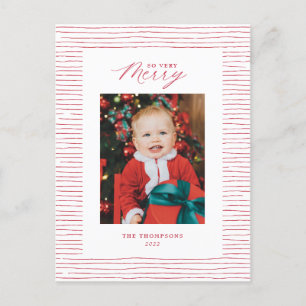 Rött strimlat så mycket merry Foto-julvykort Vykort