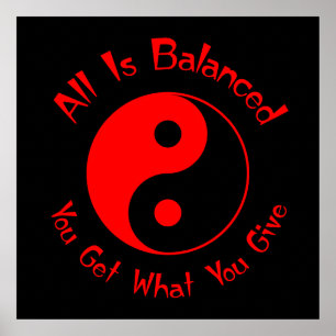 Rött & svart balansera den Yin Yang affischen Poster