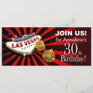 Rött svart guld för Las Vegas Starburst 30års Inbjudningar