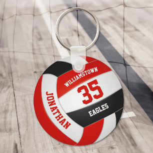 rött svart idrottslag färg-pojkar volleyball nyckelring