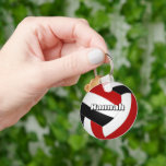 rött svart lag färg volleyball sport party nyckelring<br><div class="desc">Den här tematiska nyckelringen för volleyball är helt anpassade och har en realistisk bild av en volleyball som har röda,  svarta och vita paneler - idrottsmannens namn kan vara personlig - av katz_d_zynes</div>