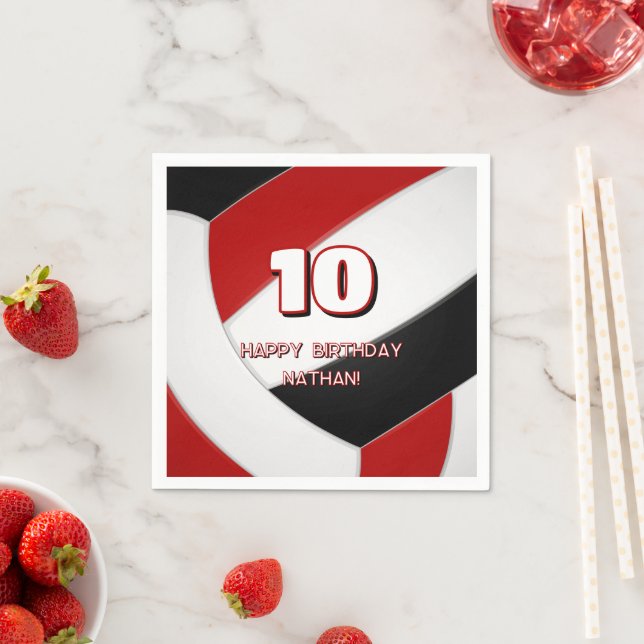 rött svart lag färg volleyball sport party pappersservett (Insitu)