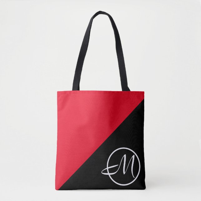 Rött svart Monogram Tygkasse (Framsida)