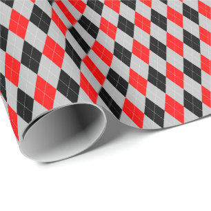 Rött, svart och grått Argyle-inslagspapper Presentpapper