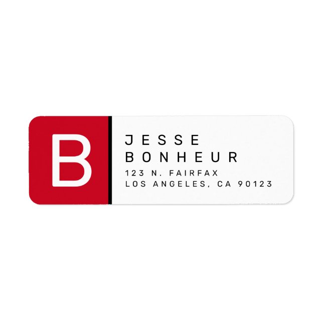 Rött svart och vitt | Modern Returadress Returadress Etikett (Framsidan)