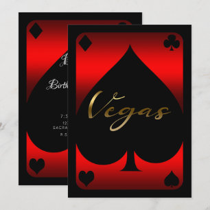 Rött & Svart Spade Casino Las Vegas 21-årsdag Inbjudningar