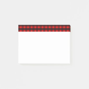 Rött svart Tartanplädmönster Post-it Block
