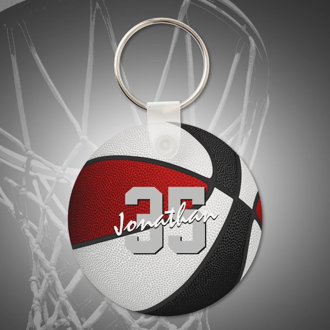 rött svart team färg basketball party favors nyckelring (Skapare uppladdad)