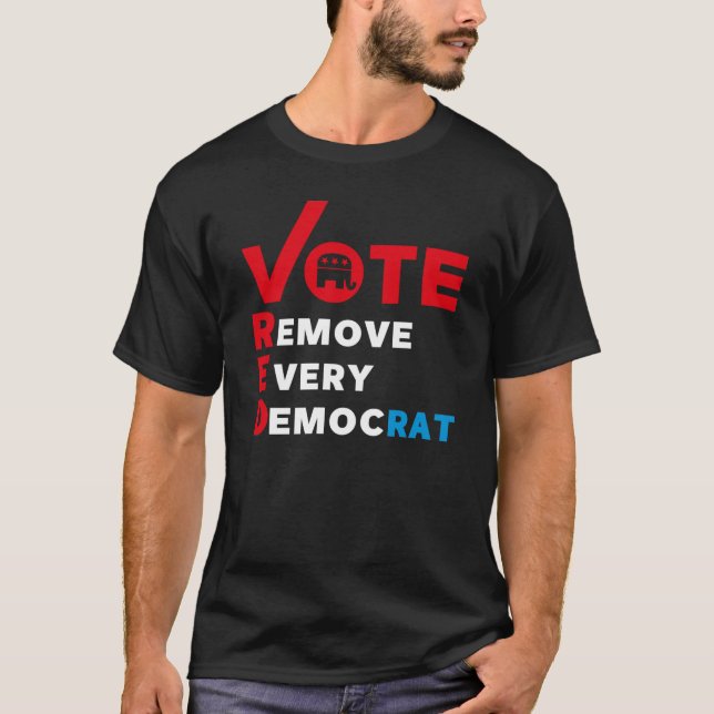 rött ta bort alla demokrater t shirt (Framsida)