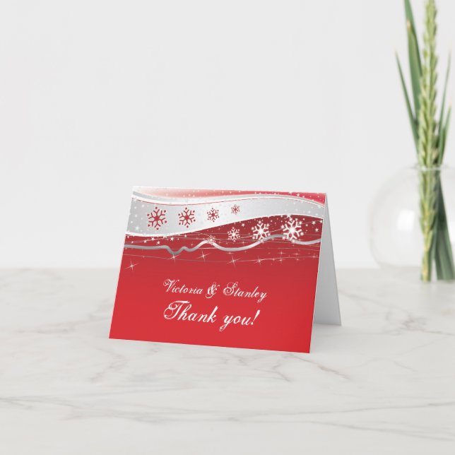 Rött tack för bröllop för silvergrå färgvinter (Framsida)