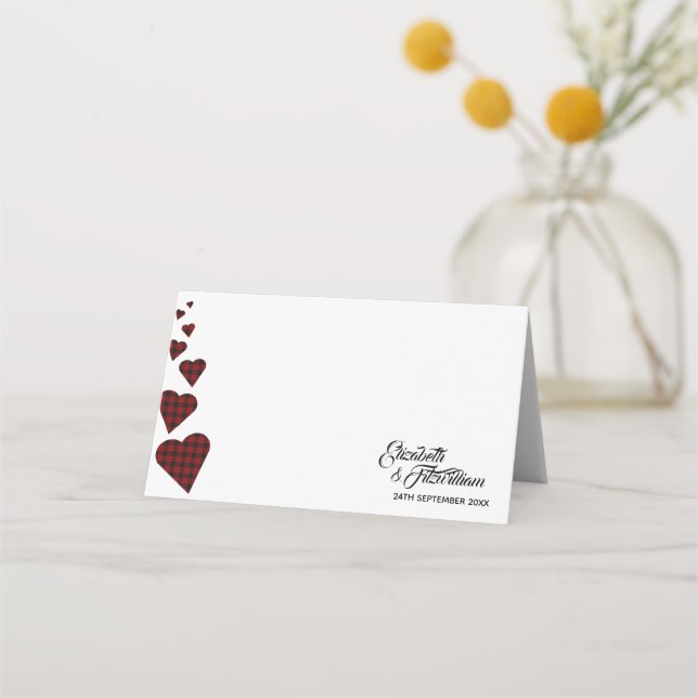 Rött Tartan Bord-platskort eller eskort Placeringskort (Framsida)