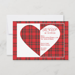 Rött Tartan-Bröllop OSA - informationskort Kort